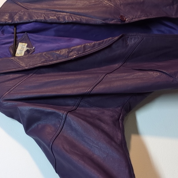 Vintage 80s Purple Leather Jacket, Size Small - Picture 3 of 10